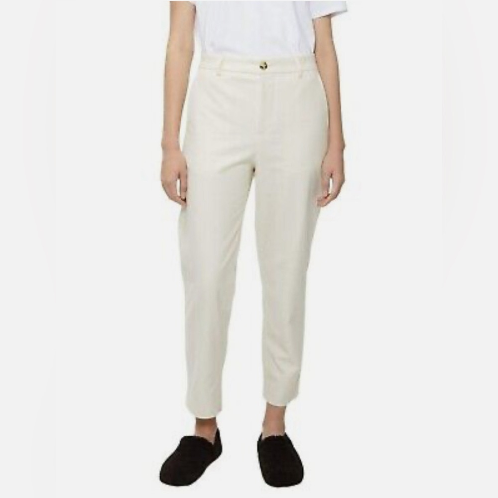 6397 Carly Pants Women Size 8 Ivory Cotton Trouser Minimalist High Rise 4 $295